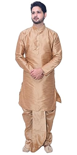 Image of Om Shubh Mangalam Men's Silk Ethnic Wear Dhoti Kurta Set For Wedding