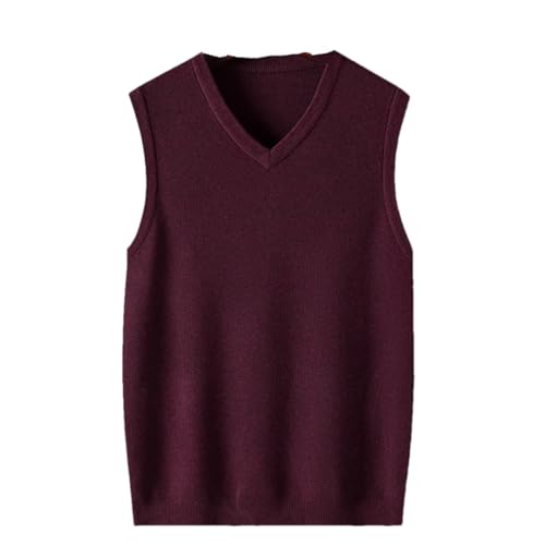 Mens Casual Solid Color V-Neck Knitted Sweater Vest Sleeveless Soft Warm Pullover Waistcoat