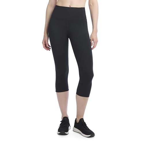 Jockey Women's Studio Reflective High Rise Capri Leggings Deep Black