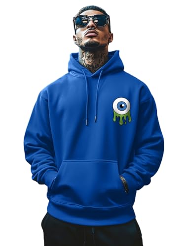 Image of Veirdo Cotton Poly Fleece Oversized Hooded Sweatshirt Baggy Fit Stylish Pocket Graphic Printed Hoodie for Men (Available in Sizes: S to 3XL)