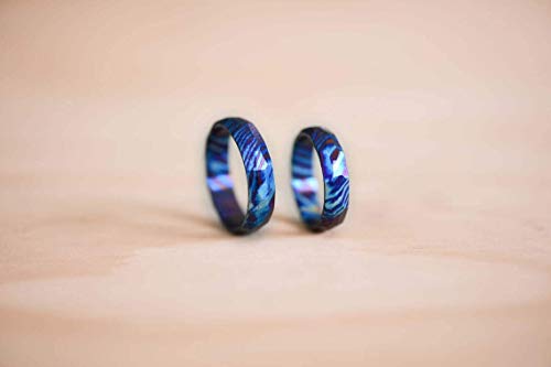 Damascus Ke-105-At Timascus Ring Titanium Ring Custom And Handmade Comfort Fit Mens Wedding Ring Engagement Ring Unisex Modern Jewelry Statement Ring Steel Wedding Band Mens Ring (8.5) #TOP4