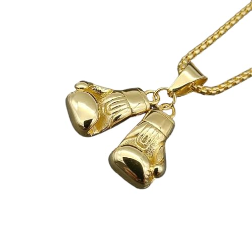 Collier pendentif gant de boxe couleur dorée pour look streetwear au quotidien