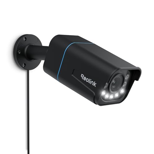 Reolink 4K PoE Outdoor Camera with Human/Vehicle Detection, 5X Optical Zoom with Spotlight, Color Night Vision Motion Alerts Time-Lapse Two-Way Audio, RLC-811A Black
