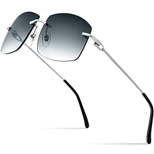 HEPIDEM Rimless Rectangle UV400 Oversize Square Sunglasses for Men with Nylon Lens