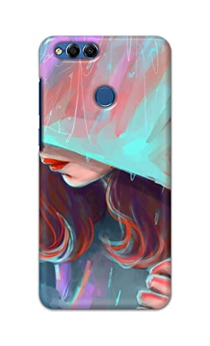 Image of PRINTFIDAA Pretty Woman Under The Umbrella Painting Printed Designer Hard Case for Honor 7X, Huawei Mate SE, BND-L21, BND-L22, BND-L24, BND-L34, BND-AL10 Back Cover -(e) RPM1007