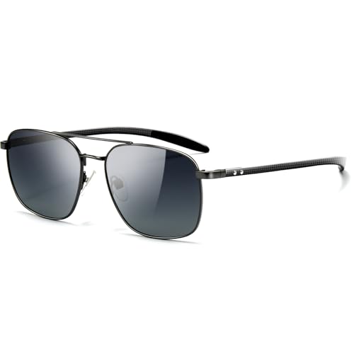 SUNGAIT Carbon Fiber Sunglasses Square Aviator Polarized Sun Glasses Men Driving Fishing Gifts UV400 Protection