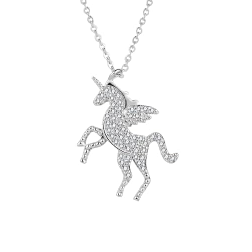 jtkhaweh Collier Pendentif Argent Bijoux ​Hommes Femmes Necklace Collier Licorne Pendentif Pégase 白金色
