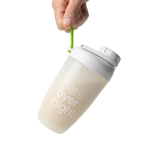 Image of Oats Overnight Shaker Bottle - Leakproof Shaker Cup with Secure Screw Cap & Fill Line, Dishwasher Safe - Mixing Cup, Protein Shakes, Oatmeal, Breakfast On-the-Go & Travel (Pack of 2)