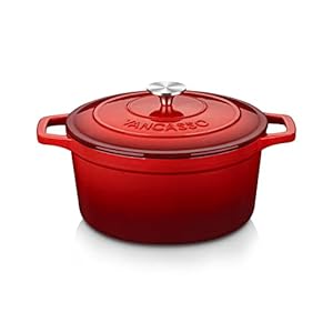vancasso Enameled Cast Iron Dutch Oven, 6 QT Oven Pot with Lid, Round Enamel for Bread Baking, Non Stick Coating, Pot’s Body Iron, Good Sealing, All Heat Source