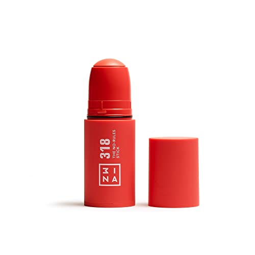 3INA MAKEUP - The No - Rules Stick 318 - Coral - Colorete en Crema Coral con Ácido Hialurónico - Colorete en Barra 3 en 1 Mejillas Labios y Ojos con Acabado Natural - Vegan - Cruelty Free