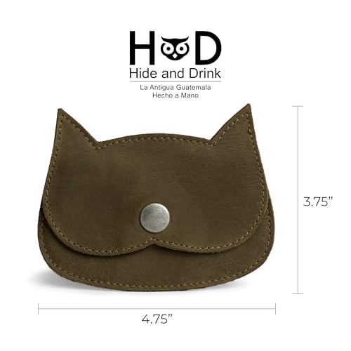 Image of Hide & Drink, Cat Shape Wallet Handmade from Full Grain Leather - Dark Jade