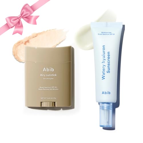 Image of Abib Airy&Watery Sun Care Duo, SPF50+ Broad Spectrum Duo, Oil Control & Hydrating Sunscreen Set, No White Cast, Lightweight Korean Sunscreen, 2 Count