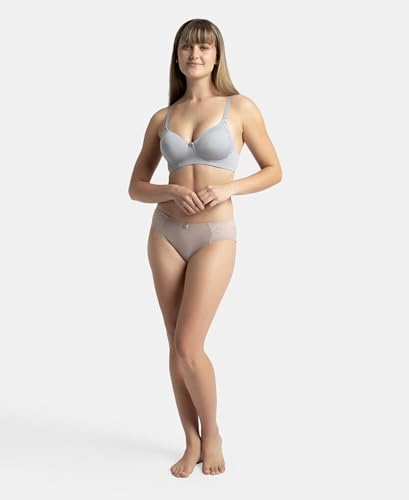 Image of Jockey 1816 Women Wirefree Padded Soft Touch Microfiber Elastane Stretch Full Coverage T-Shirt Bra with Lace Styling