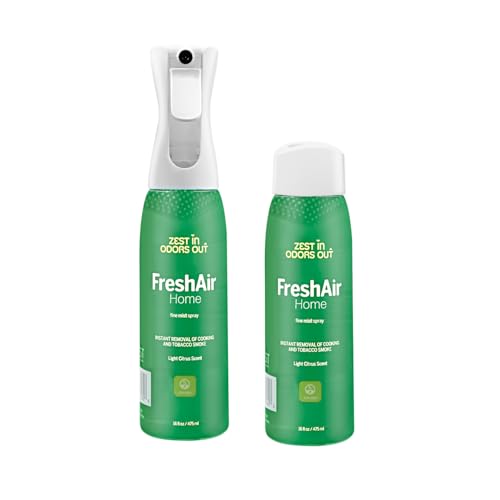 House of Zest FreshAir Home – Eliminate household odors, from trash, laundry, bathroom/diaper stink, and pet funk. Chemical Free, made with plant-based ingredients, with light citrus scent.2pk 32fl oz