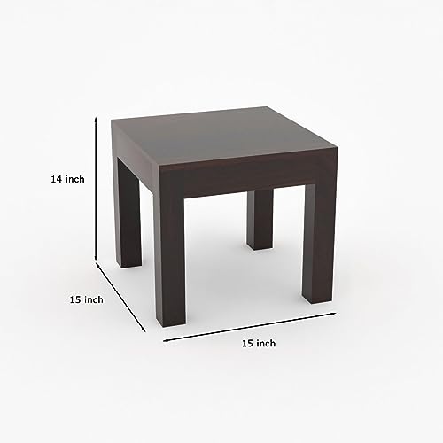 Image of Sheeshsam Wooden Coffee Table with 4 Stools for Living Room - Solid Wood Coffee Table with Seating Stools Tea Table Teapoy Center Piece for Home Sofa Center Table (Alving Walnut)