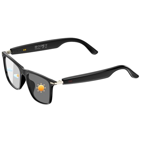 Smart Bluetooth Glasses for Men & Women, Voice Assistant & IPX5 Waterproof, Photochromic Smart Glasses with Speakers, Hand-Free Call & Music, Bluetoot