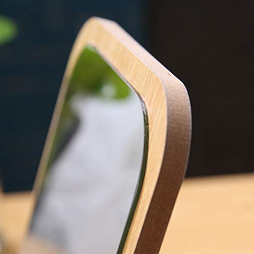 Espejo de mesa rectangular con marco de madera ajustable miniatura 4
