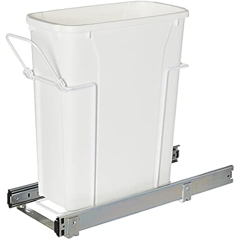 Knape & Vogt RS-PSW9-1-20-W 17 in. H x 8 in. W x D Steel in-Cabinet 20 Qt. Single White Pull Out Trash Can Cover