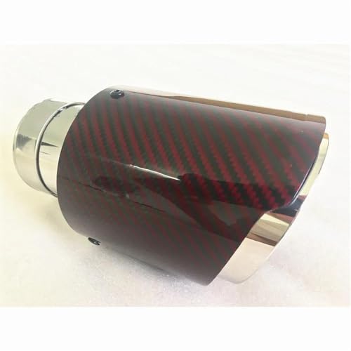 Tuyaux d'échappement voiture en carbone rouge 54-89mm universel