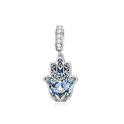 PROESS Hamsa Evil Eye Charm for Bracelet 925 Sterling Silver Blue Pendant Dangle Charm Bracelet Pendant Beads Jewelry Gifts for Women