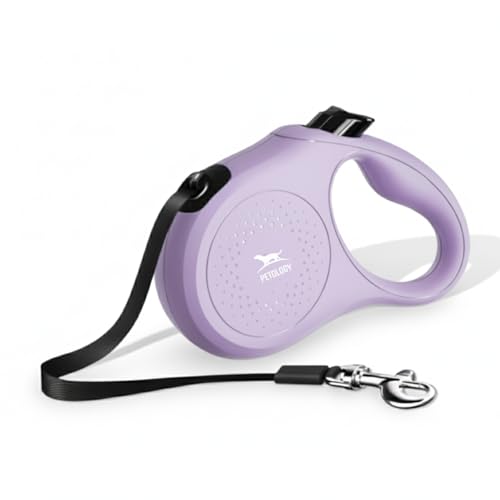 Image of Petology Retractable Dog Leash | 3 Meter (10ft) Nylon Tape | for Dogs Upto 12kgs | Heavy Duty Rope, 360 Tangle-Free, One-Hand Brake & Lock System, Anti-Slip Comfortable Grip