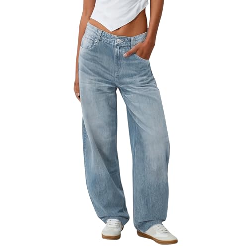 Blue Jeans, Anchos Pantalones Mujer Tejanos Vestir Trabajo Premama Baggy Cintura Elastica Push Up Tallas Grandes Elasticos Vaqueros Anchos Mujer, L