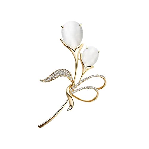 Broche opale exquise motif tulipe : le cadeau idéal et élégant pour femme