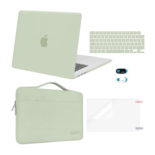 MOSISO Kompatibel med MacBook Air 15 tum fodral M4 M3 M2 2025 2024 2023 A3241 A3114 A2941 chip med Touch ID, hårt skal och fodral i plast och tangentbordsskal och skärmskydd och webbkameraskydd,