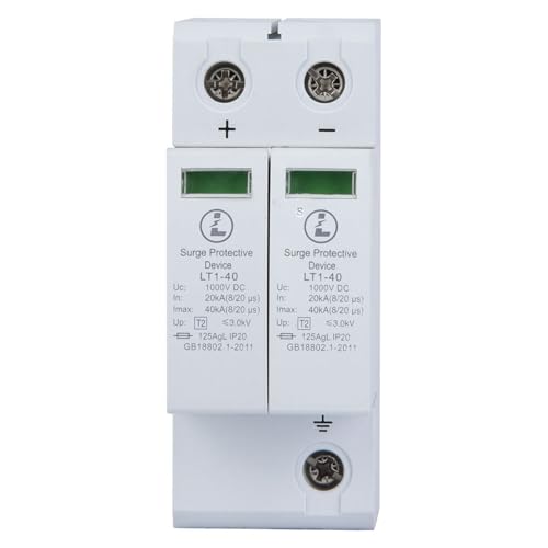 Cunyuer Lightning Protector, Voltage Surge Arrester Device, 2P 40KA Low-Voltage Arrester, Photovoltaic Lightning Protector