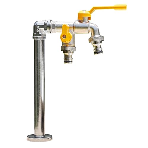 Columna de Agua de Jardín de Cobre, 32CM, Doble Salida, Resistente al Frío