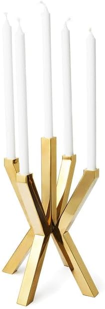 Thea Gold 5-Light Candelabra – Elegant Metal Candle Holder for Dining Table, Mantel, Weddings, and Home Décor