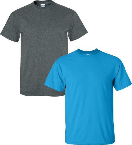 T-shirt Gildan en coton lot de 2 tissu épais et résistant gris saphir taille L