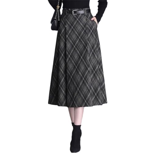 Women's High Waist Slim Drape Color Matching Design A-Line Mid-Length Commuter Skirt