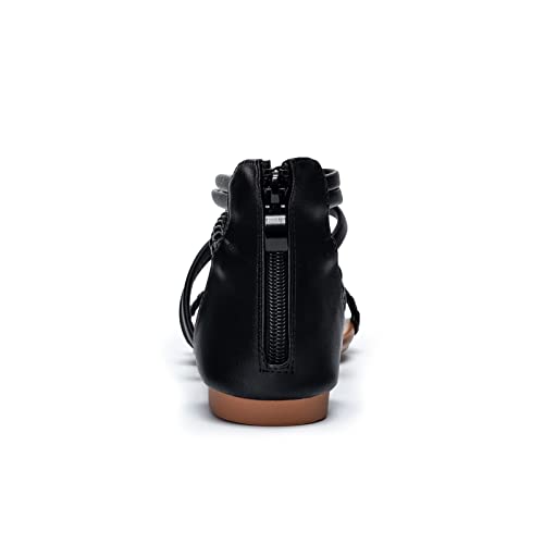 youngshow Braided Strappy Sandals for Women Open Toe Dressy Summer Flat Sandals with Zip Closure4