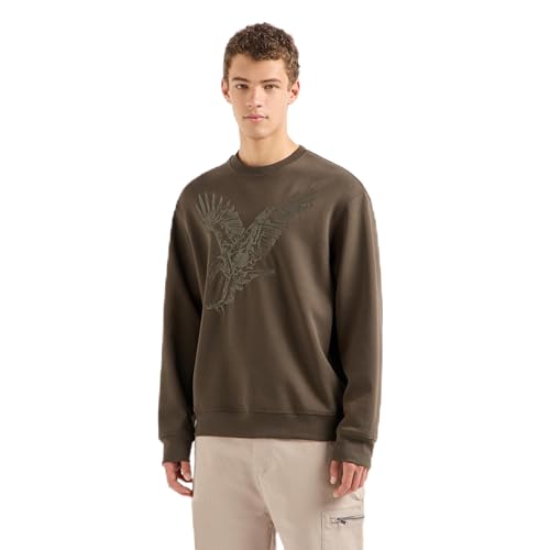 Armani Exchange Men's Embroidered Eagle Cotton Poly Interlock Fleece Sweatshirt