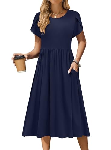 Zeagoo Navy Blue Dress for Women Short Sleeve...