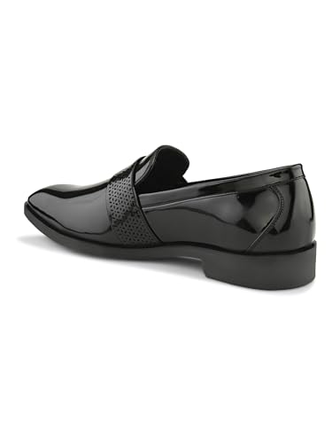 Image of STANPHORD Mens Tpsl 25047 Black Stanford Men Slip-On Formal Shoes | Glossy Round Toe Comfortable Office, Business Dress Shoes-TPSL 25047 Black-9