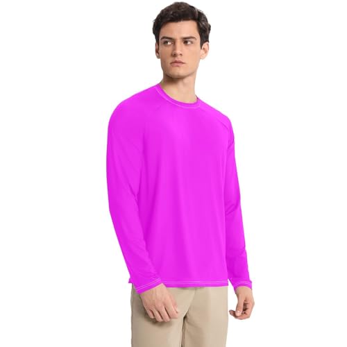 Magenta Purple Men's Rash Guard Shirts Comfortable Long Sleeve UV Protective Clothing Beach3