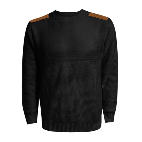 Men Casual Crewneck Pullover Sweater Solid Color Long-Sleeved Sim Fit Thermal Knitted Sweaters Top