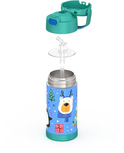 Image of THERMOS FUNTAINER Water Bottle with Straw, 12oz, Penguin | Kids Stainless Steel Insulated Water Bottle, Keeps Drinks Cold Longer for School & Play, BPA-Free
