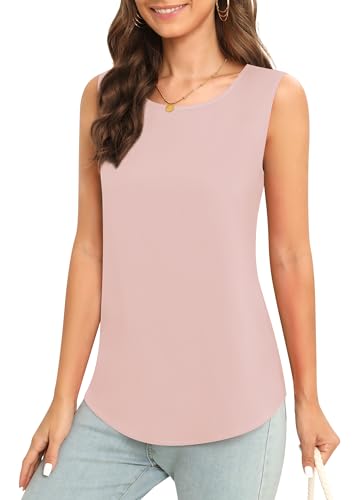 Image of Women's Sleeveless Chiffon Tank Top Business Casual Blouse Tunic Top