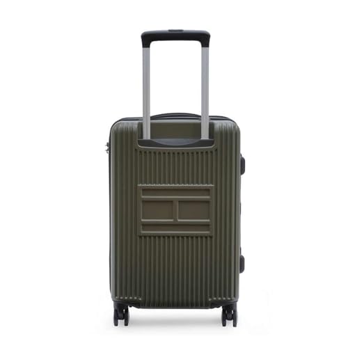 Image of Tommy Hilfiger Cabin Hard Luggage Empire X - Olive | Carry-On Trolley Bag with TSA Lock | 360 Spinner Double Wheels | Telescopic Handle | Polycarbonate Shell Suitcase | 57cm | 35L Capacity