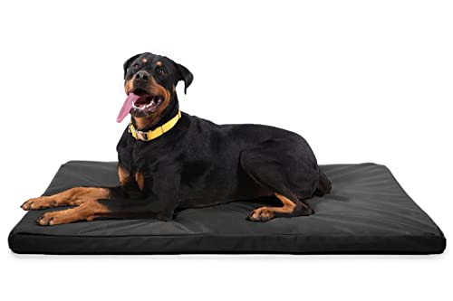 K9 Ballistics Tough Ripstop Orthopedic Crate Bed - Thick, Durable XL Kennel Pad with Washable Cover for Extra Large Dogs, 47 x 29 fits 48” Wire Crate, Obsidian Black