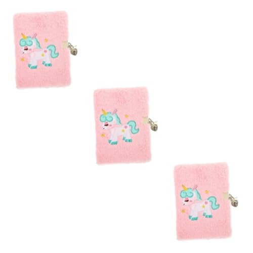 Carnet licorne peluche avec cadenas et clé pour filles (lot de 3)