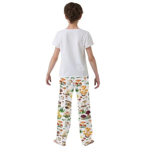 ZZXXB Colorful Mushroom Print Boys Long Pants Soft Trousers Elastic Waist Kids Lounge Bottoms with Pockets S-XL3