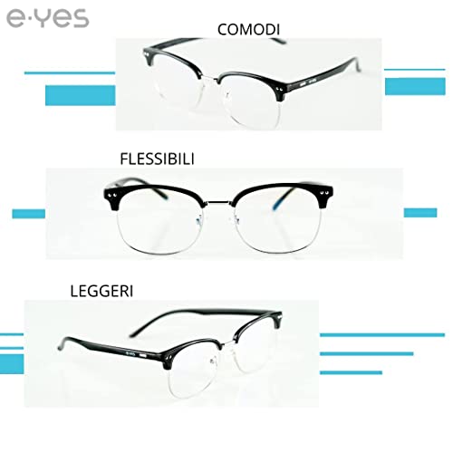 e-yes Occhiali Luce Blu 2.0 | Occhiali Anti Luce Blu Con Filtro Per Computer | Strobe Glasses Uomo Donna | Gaming Accessori Riposanti Anti Luce Blu Donna Uomo Bambino Bambina | Cura Della Vista