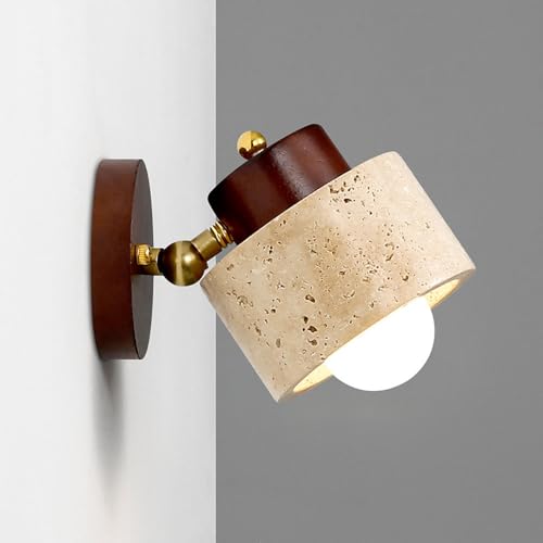 Lámpara de pared de madera maciza y travertino para pasillos oscuros 2