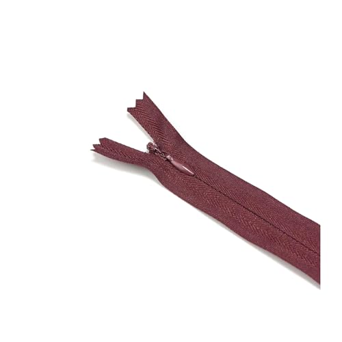 5 cremalleras invisibles nº 3 de 18-60 cm, multicolor, para coser vestidos, pantalones y camisas.,Vino tinto,3#,25 cm