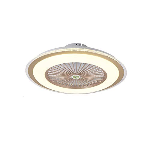 LITFAD Dimmable LED Acrylic Ceiling Fan Lighting Kids Bedroom Light 5 Blades Semi Flush Mounted Lamp Modern Ceiling Lamp with Intelligent Remote Control for Restaurant Living Room - Champagne Gold