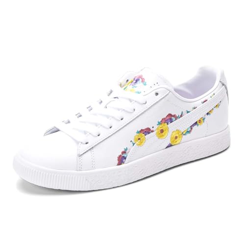 PUMA Womens Clyde NYC Floral Lace Up Sneakers Shoes Casual - White2